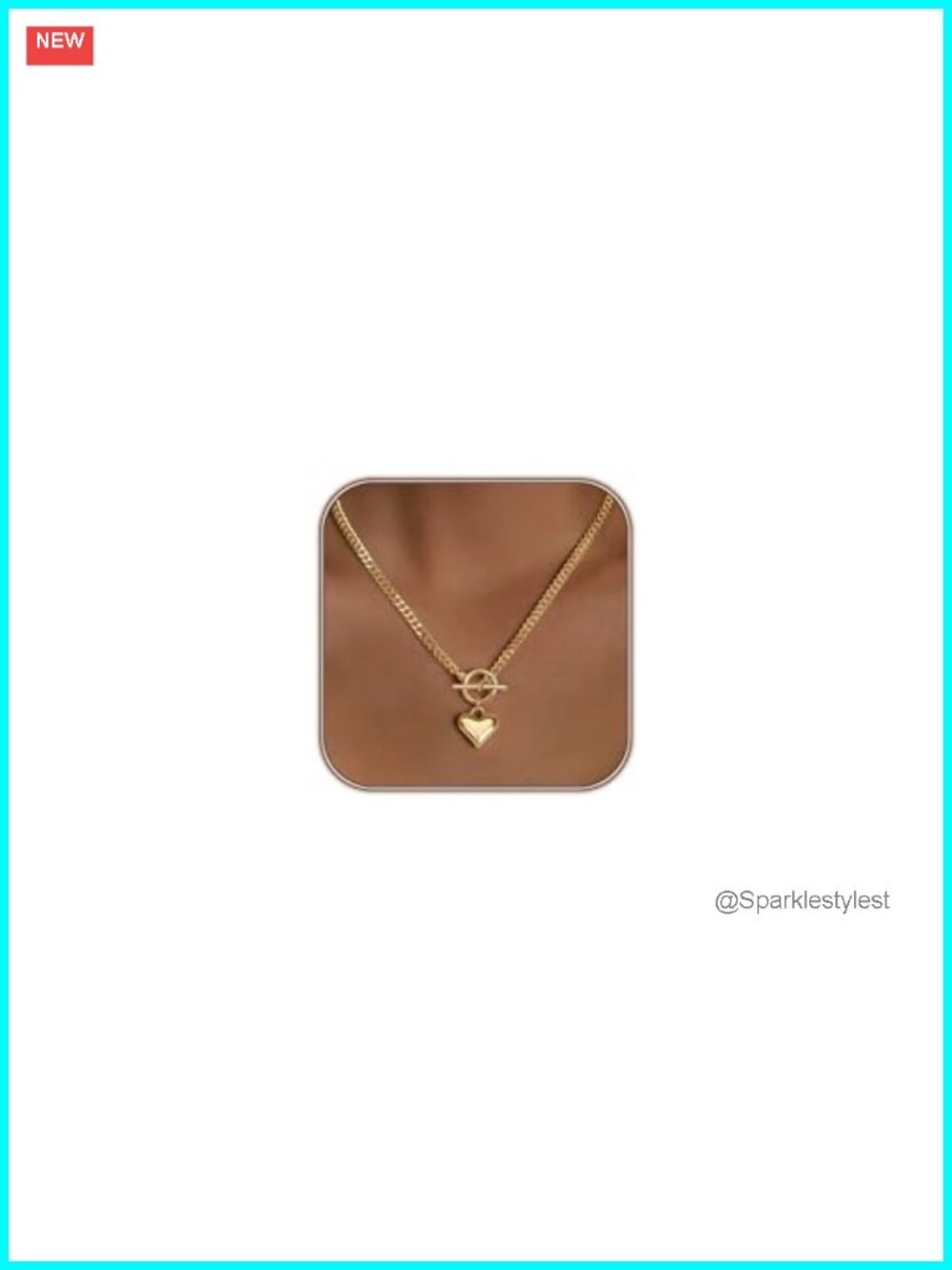 14K Gold Plated Heart Pendant Necklace Cuban Chain Hypoallergenic